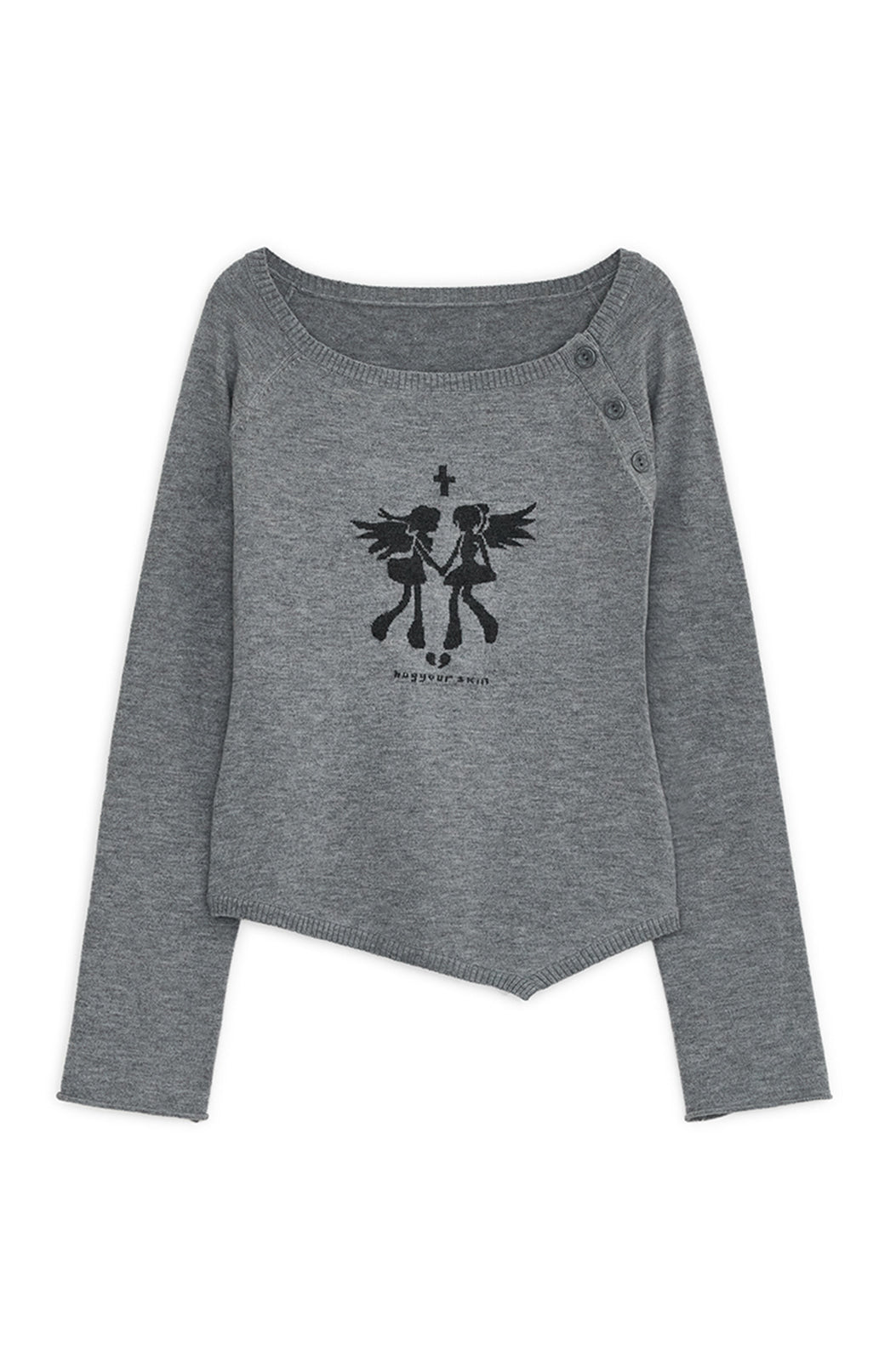 hugyourskin Fallen angel button knit top (Grey)