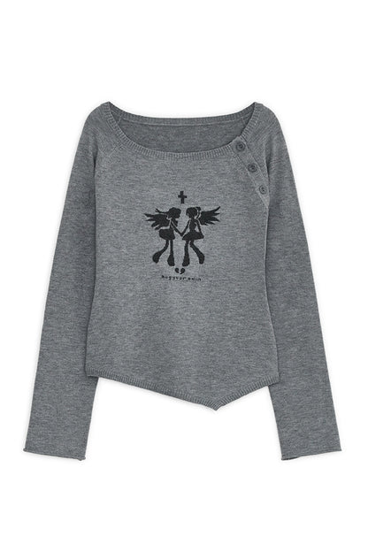 hugyourskin Fallen angel button knit top (Grey)
