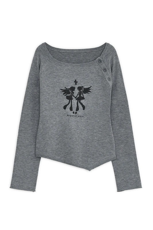 hugyourskin Fallen angel button knit top (Grey)