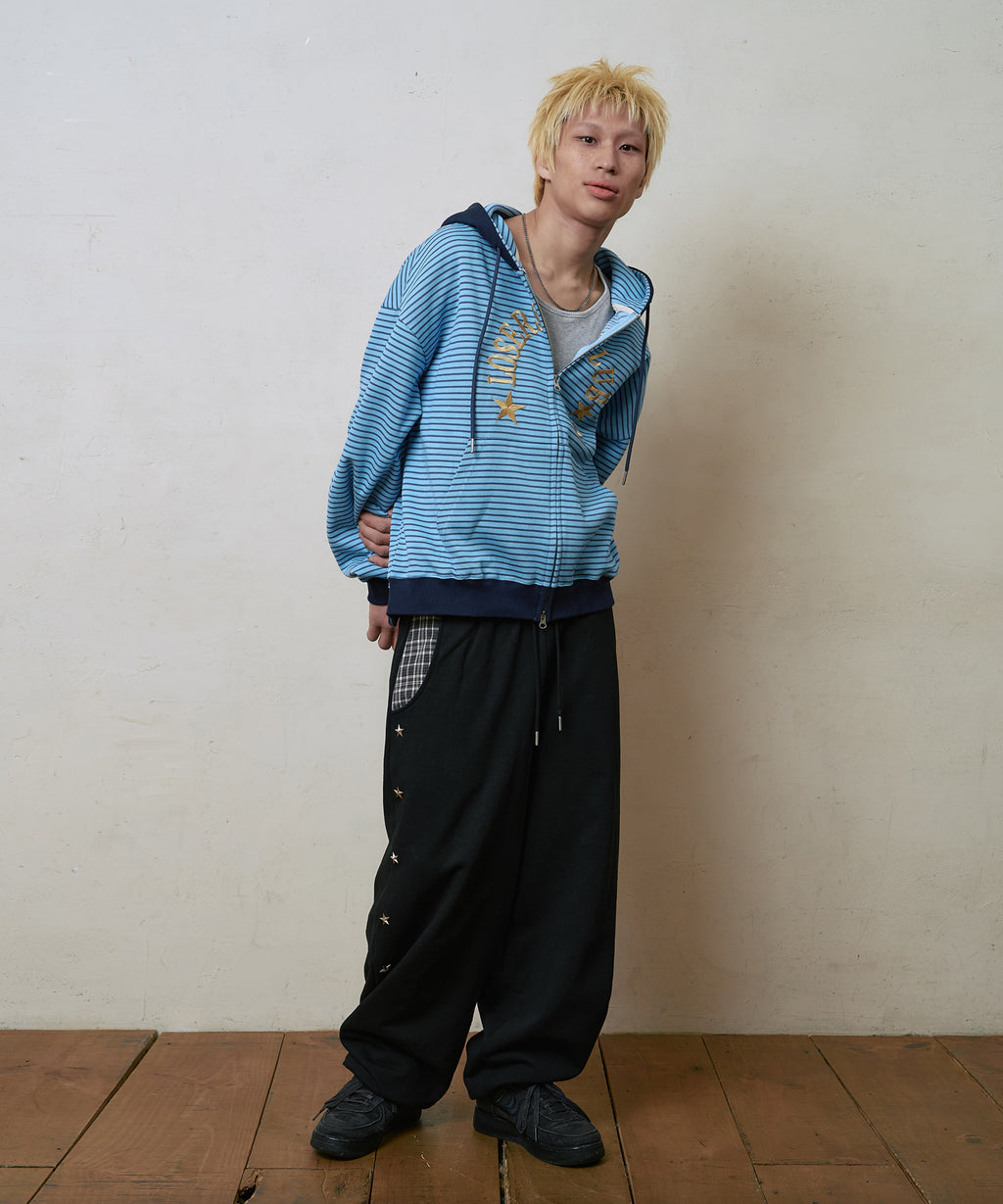 LSC LAYERED STAR STUD WIDE SWEAT PANT (BLACK)