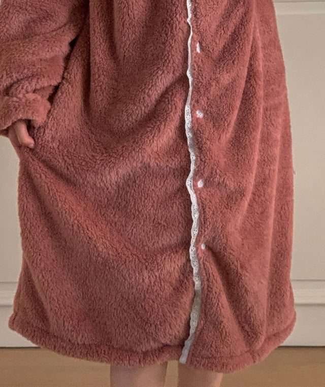 [韓國售出10,000+⭐️] J'eu Fluffy Lace Fleece Pajama Set 5colors