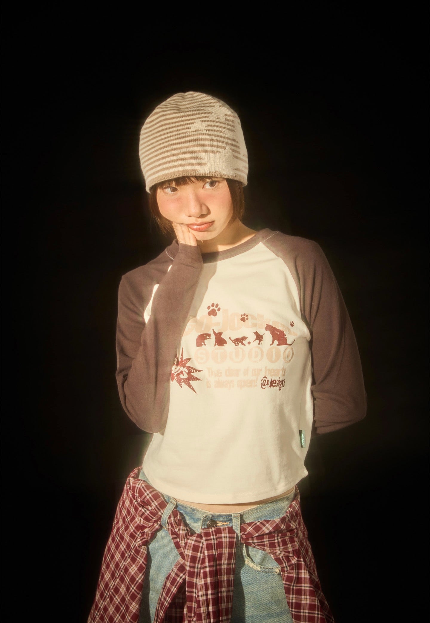 STRIPE STAR BEANIE / 2COLORS