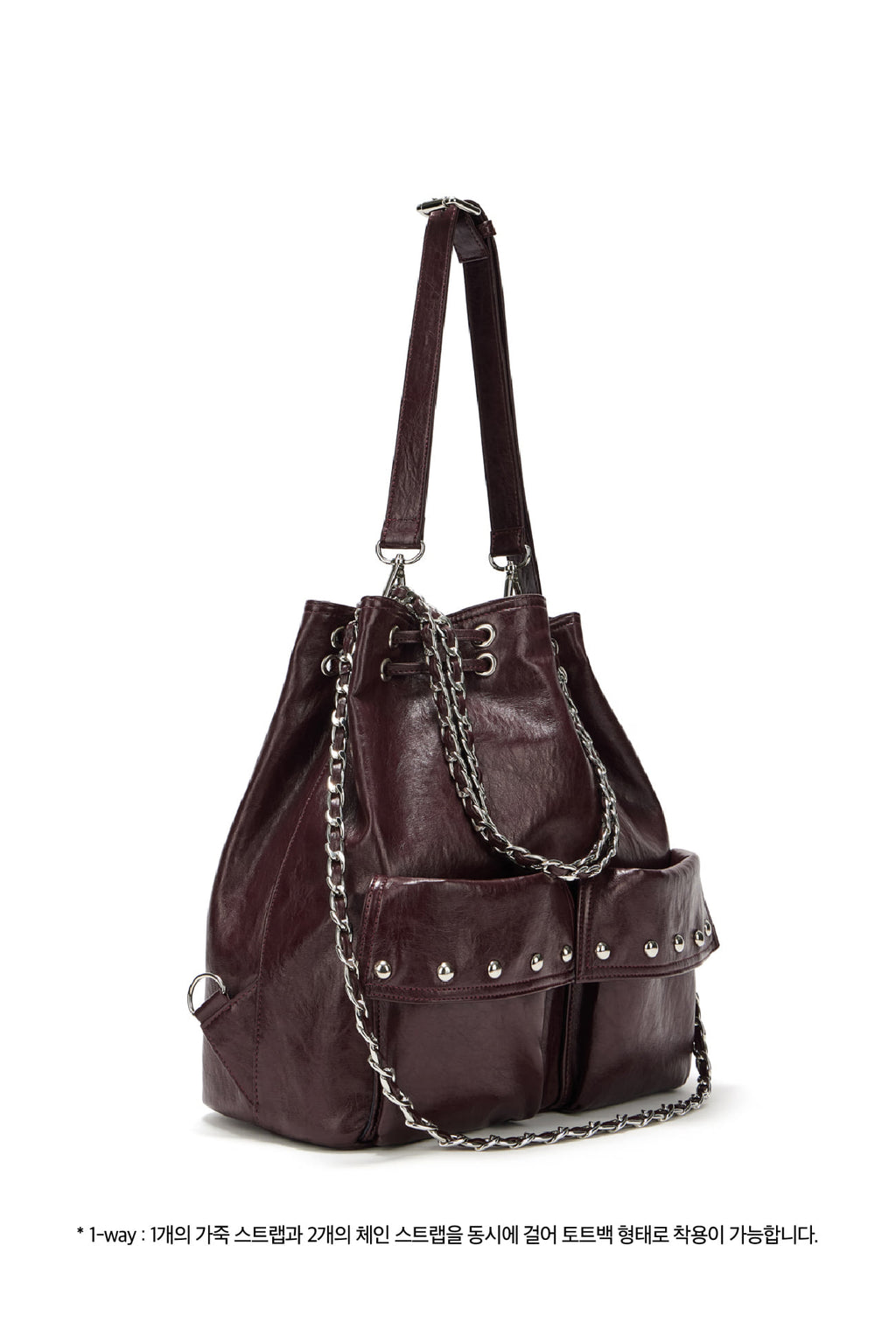 DEINET 5-WAY STUD POCKET MULTI BAG IN BURGUNDY