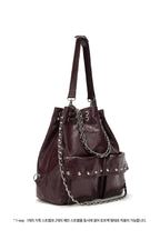 DEINET 5-WAY STUD POCKET MULTI BAG IN BURGUNDY