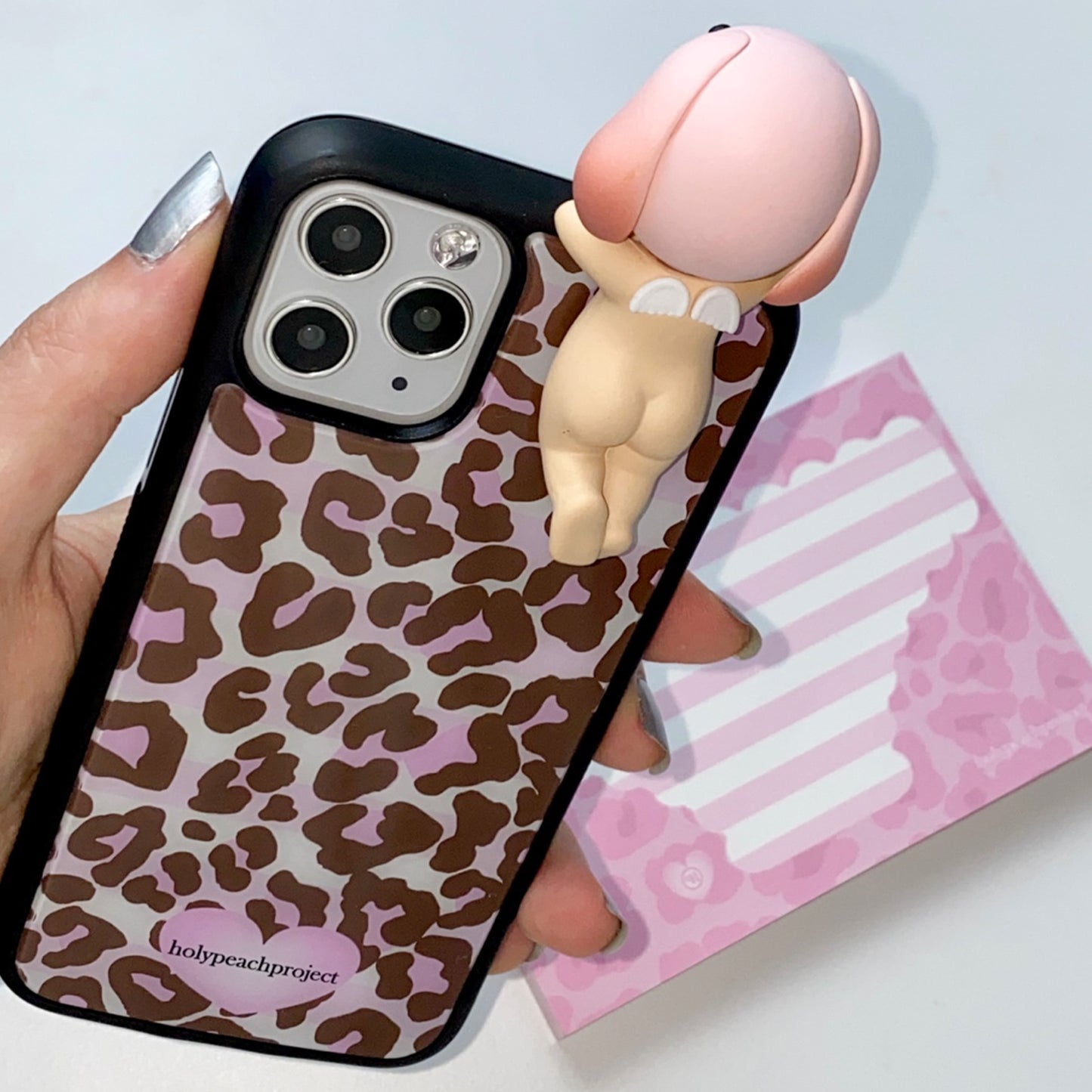 Leopard Glass Bumper iPhone Case - Strawberry Choco