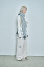 hugyourskin Embo pom-pom fleece muffler (Gray)