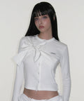 Ribbon Tie Knit Cardigan - White