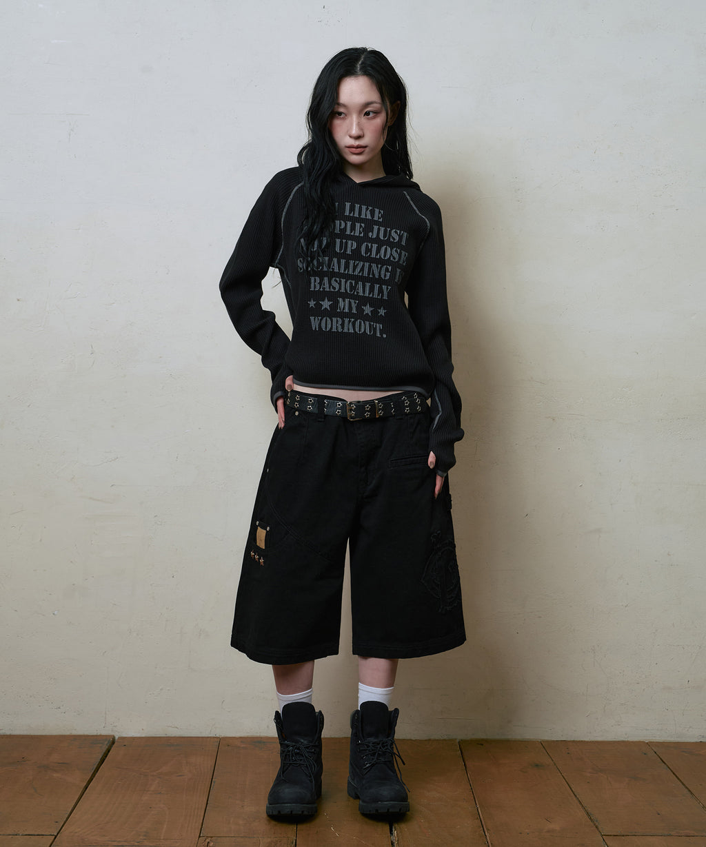 LSC SLOGAN WAFFLE HOODIE (BLACK)