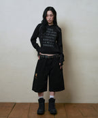 LSC SLOGAN WAFFLE HOODIE (BLACK)