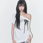 Illigo LOVE ONE SHOULDER OVERFIT T-SHIRT - White