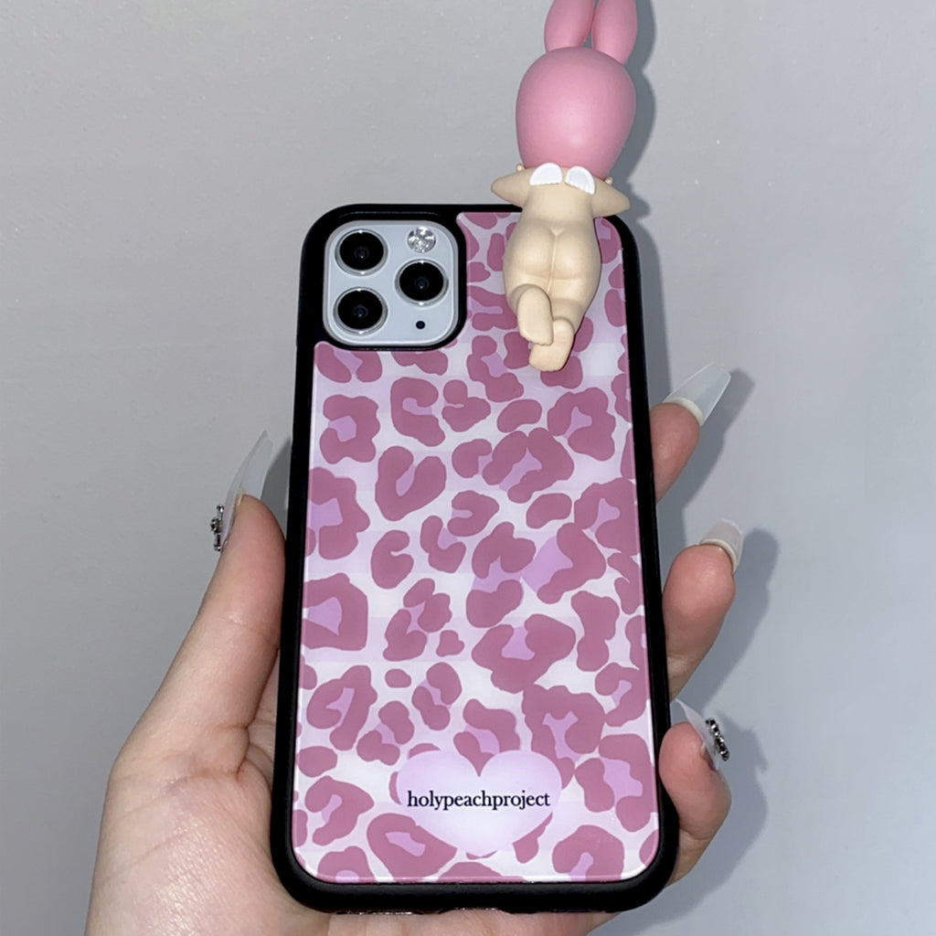 Leopard Glass Bumper iPhone Case - Pink