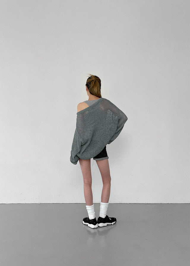 Summer Boat Neck Overfit Knit / 2colors