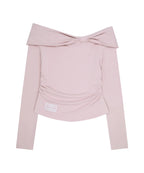 [illigo] BOW OFF SHOULDER LONG SLEEVE_PINK
