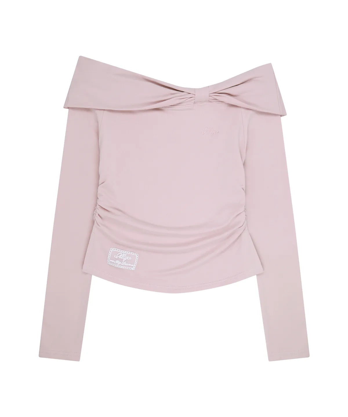 [illigo] BOW OFF SHOULDER LONG SLEEVE_PINK
