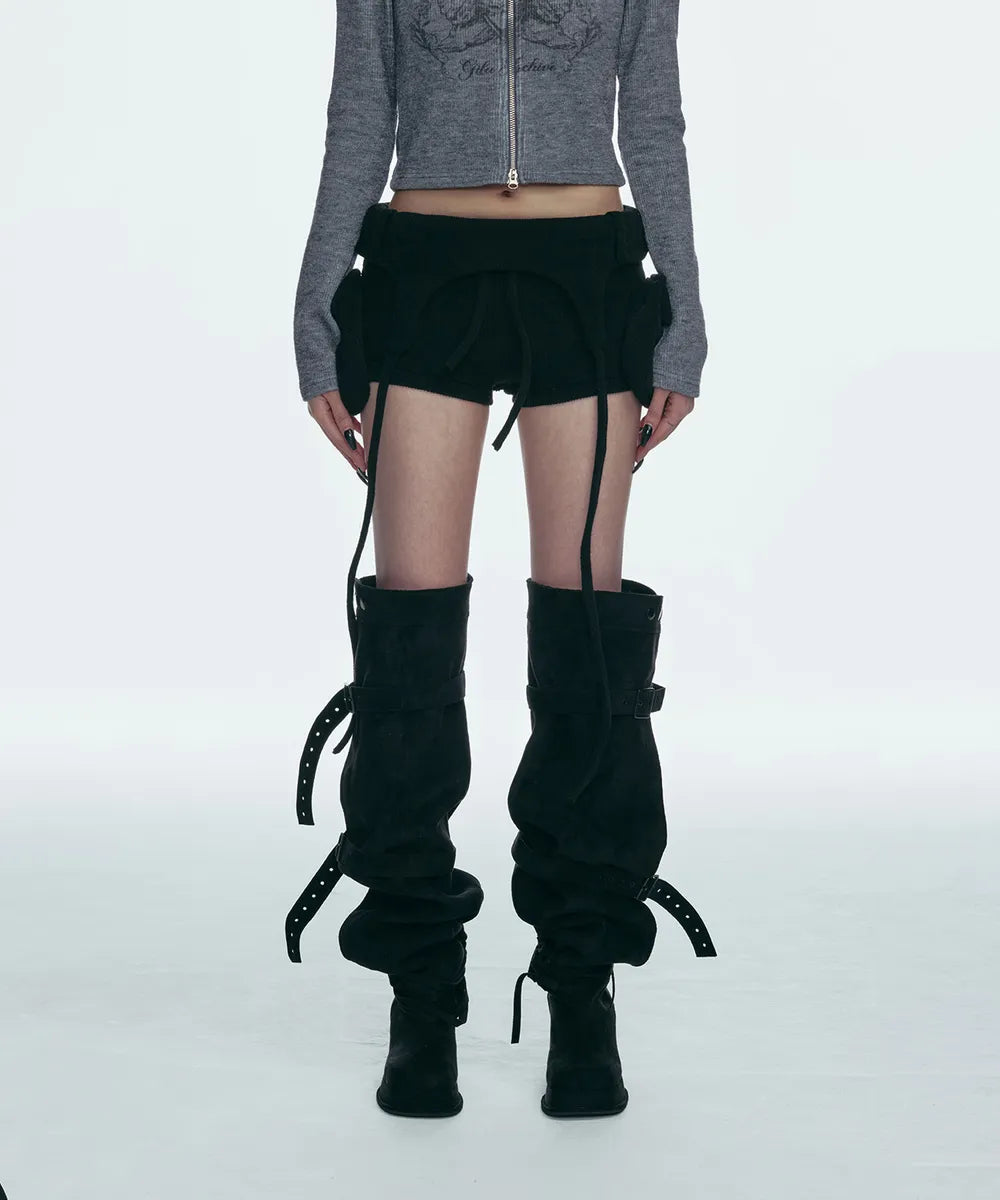 GILA ARCHIVE BOLD LOGO POCKET KNIT SHORTS_BLACK