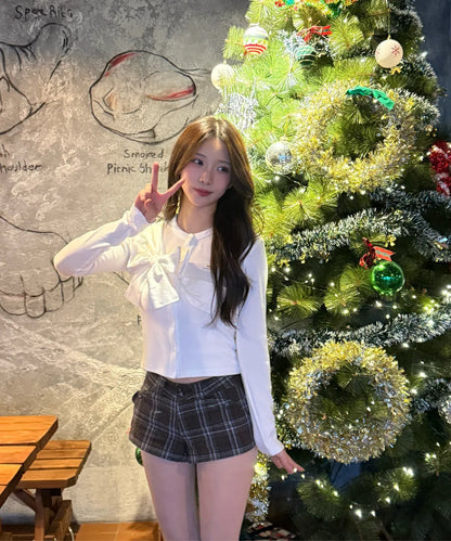 Ribbon Tie Knit Cardigan - White