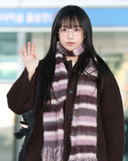 [yuri同款🎀] IUGA STRIPED HAIRY BOLD MUFFELR / PINK