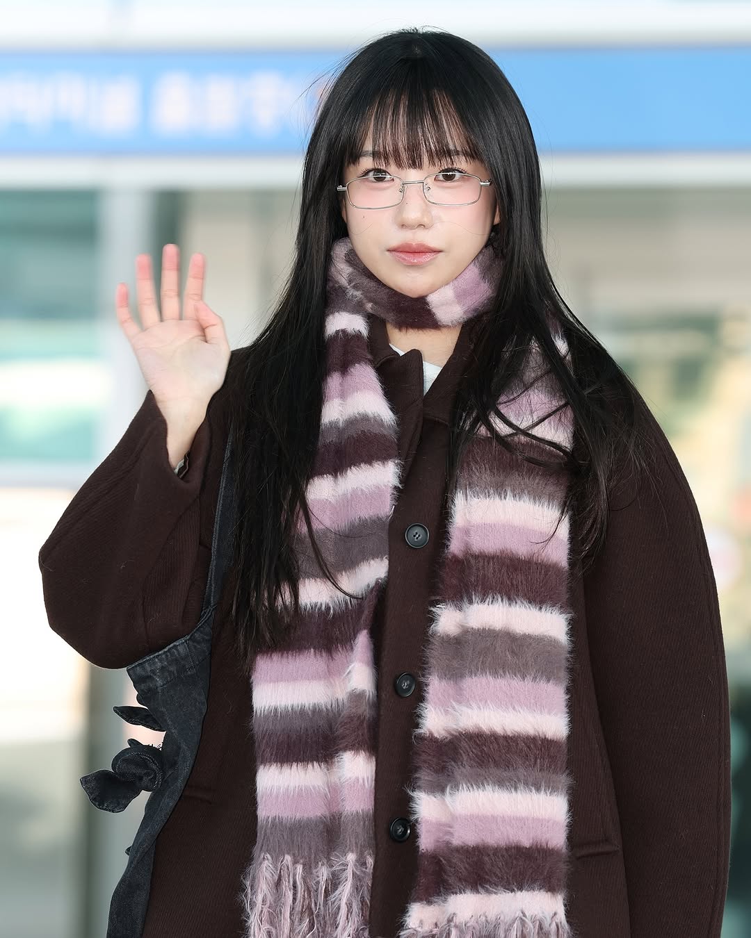 [yuri同款🎀] IUGA STRIPED HAIRY BOLD MUFFELR / PINK