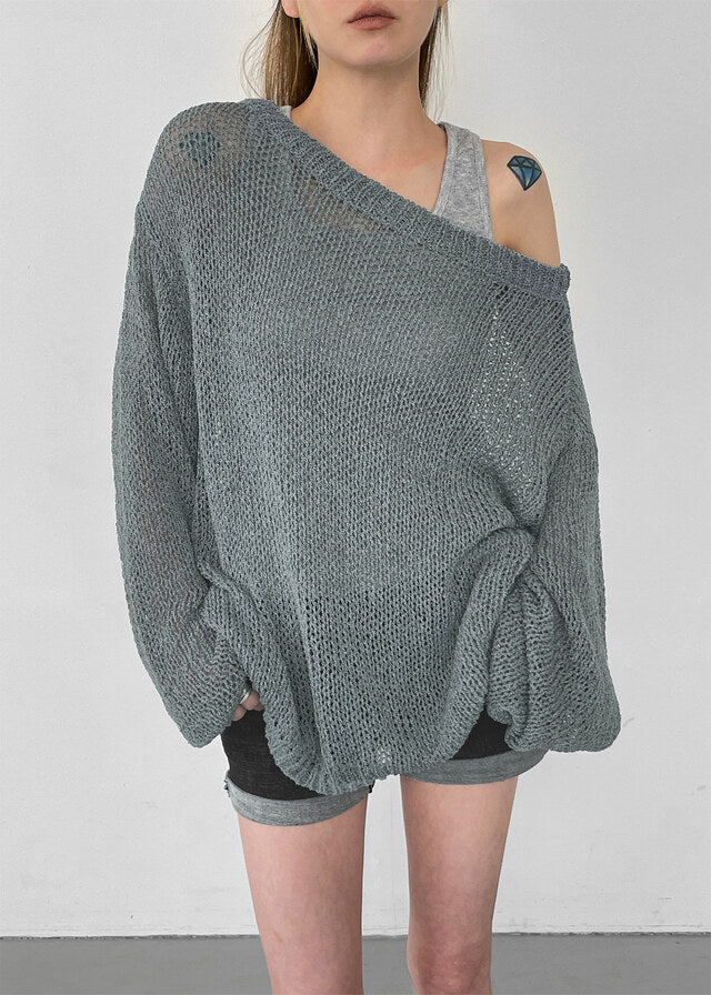 Summer Boat Neck Overfit Knit / 2colors