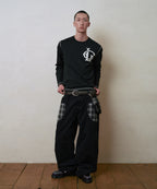 LSC CHECK PATCH WIDE COTTON PANT (BLACK)