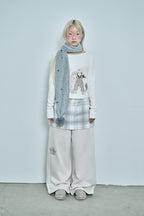 hugyourskin Embo pom-pom fleece muffler (Gray)