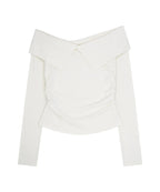 [illigo] BOW OFF SHOULDER LONG SLEEVE_WHITE