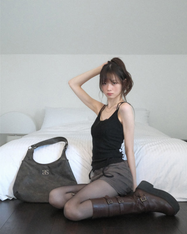 ason RICKY SHOULDER BAG / CRACK BROWN