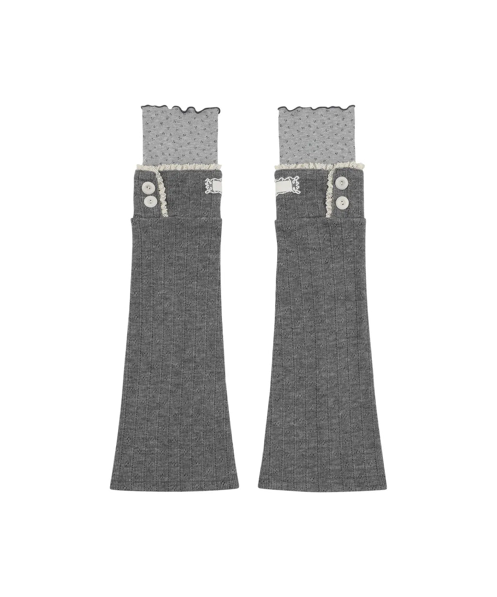 [illigo] LACE COLOR-BLOCK LEG WAEMER_CHARCOAL