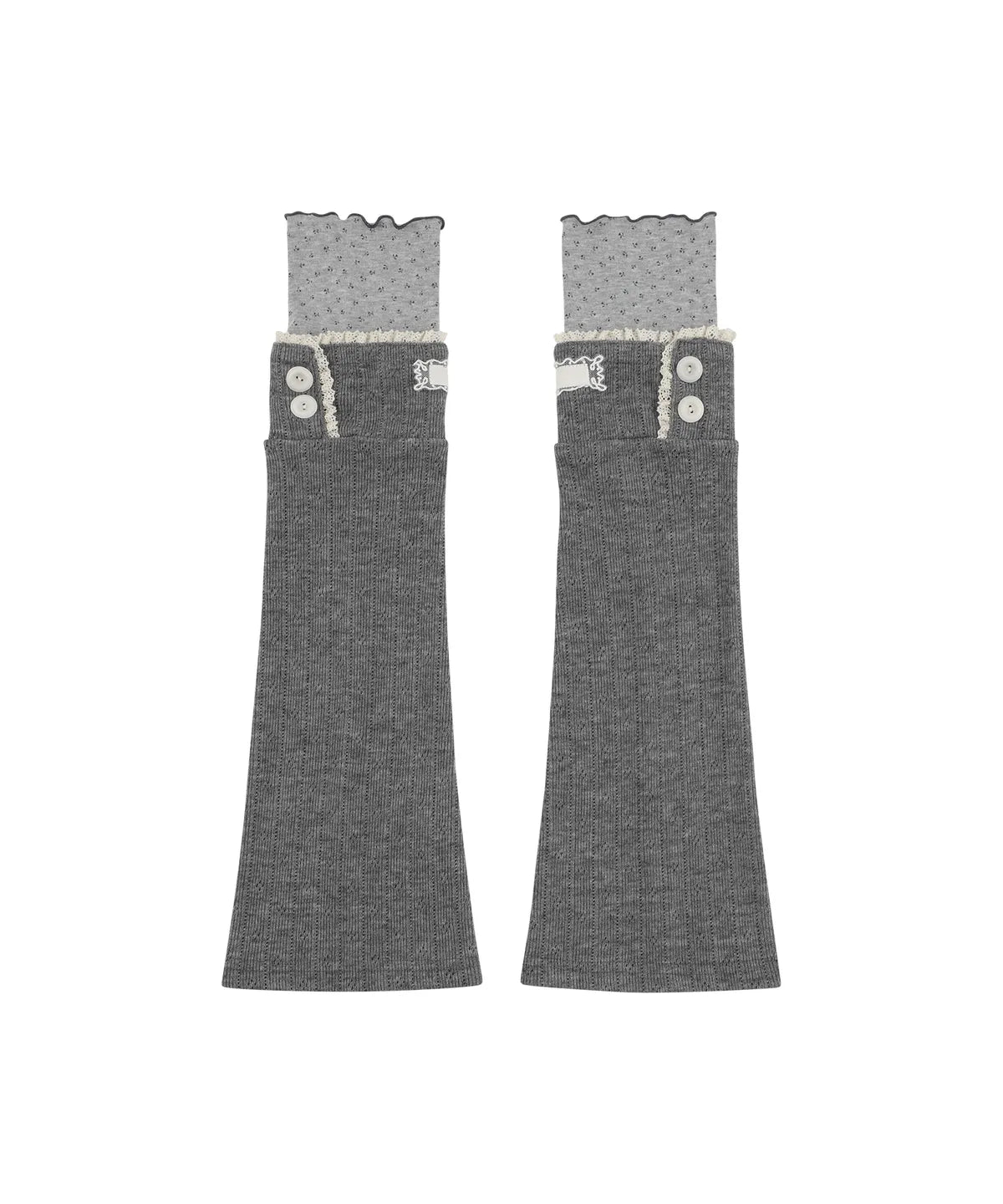 [illigo] LACE COLOR-BLOCK LEG WAEMER_CHARCOAL