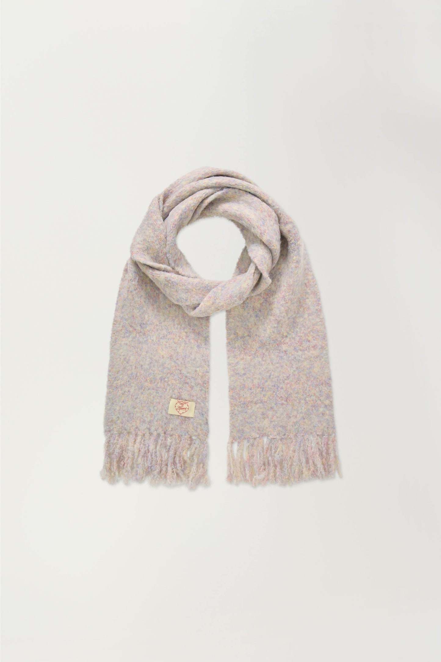 Fluffy Premium Wool Blende Fringe Muffler - Lilac