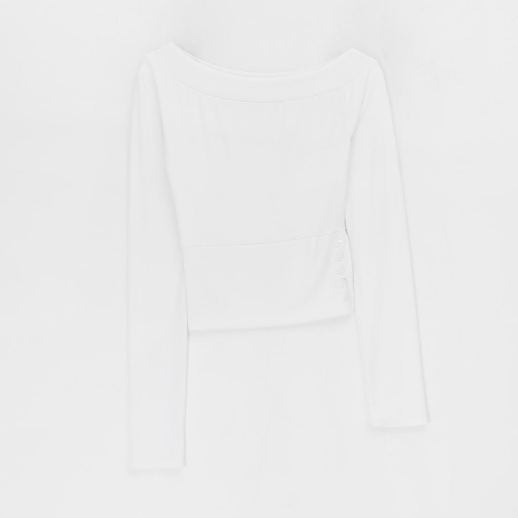 韓國製造 Slit Button Off-Shoulder Top / 4colors