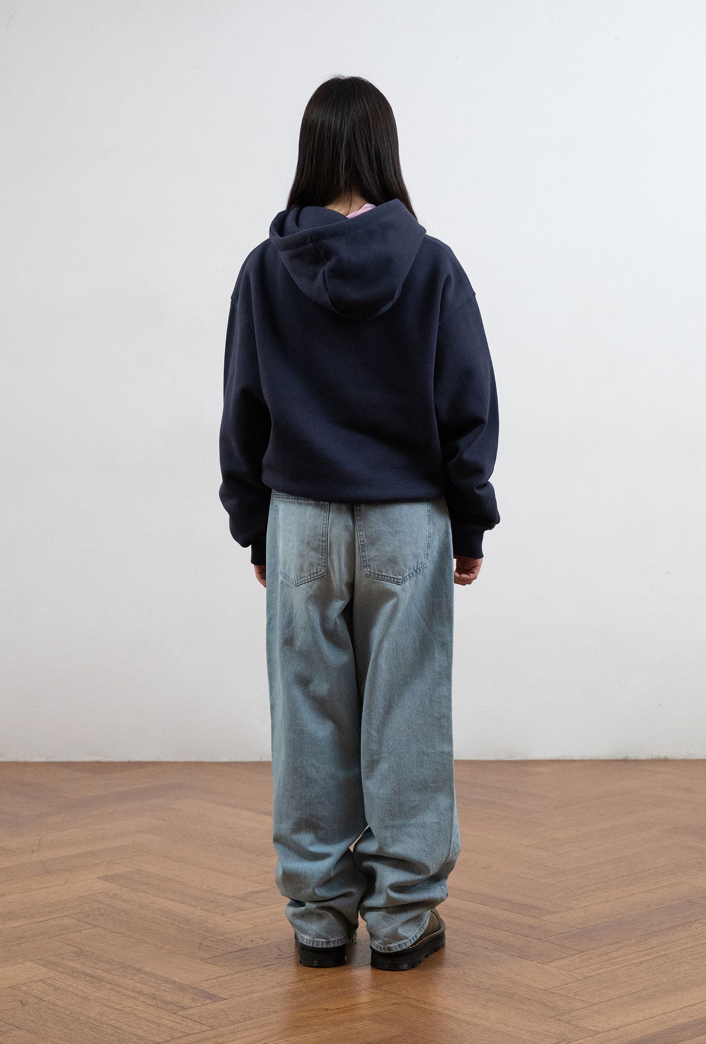 MOSAIC 3STAR CROP HOODIE [NAVY]