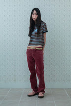 niceghostclub stripe 3star basic ringer tee [brown]