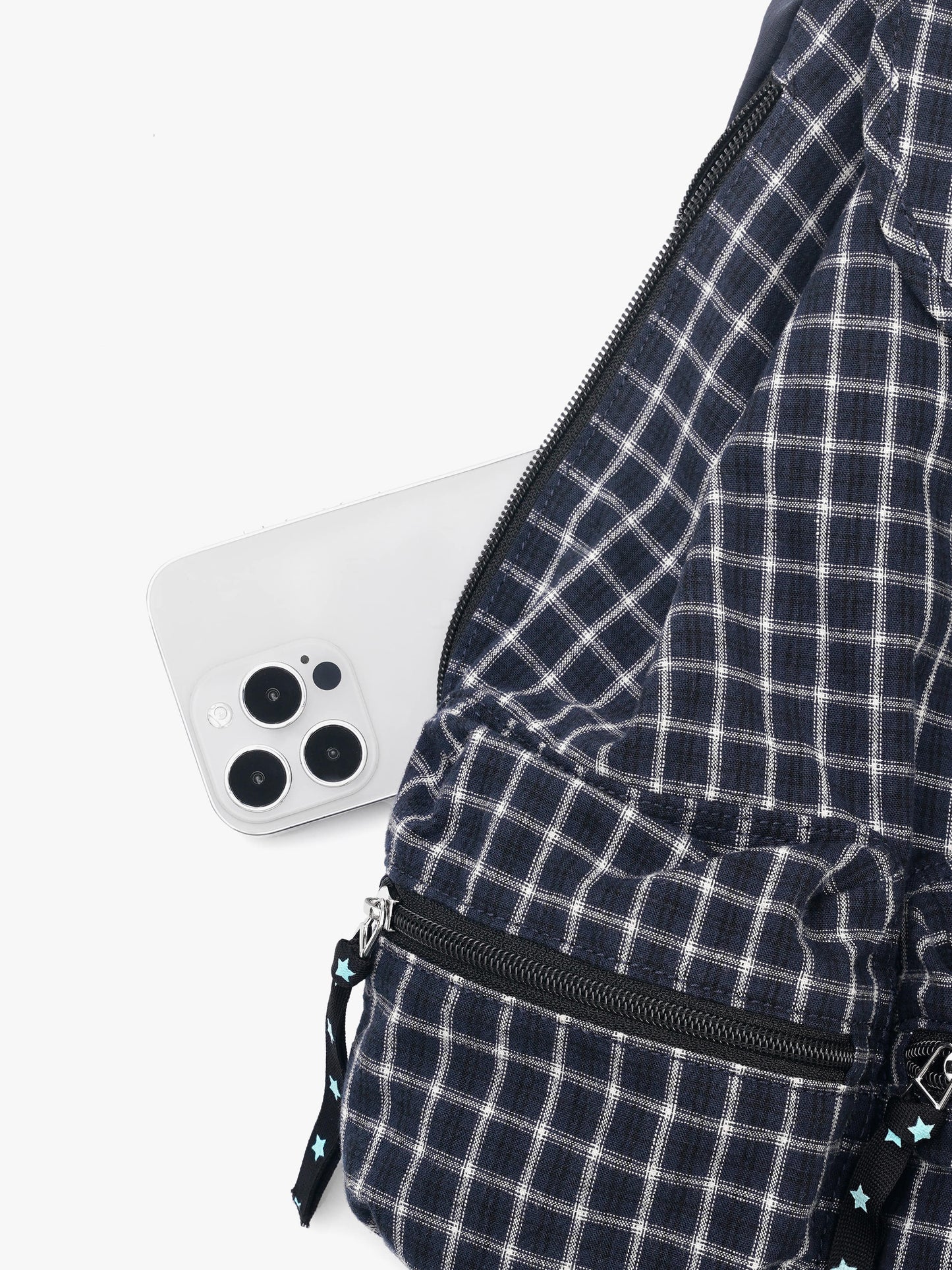 BERRY POCKET BACKPACK LARGE - CHECK NAVY