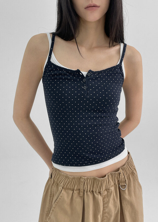 [韓國製造🇰🇷] Dot Henry Neck Tank Top / 2colors