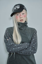 hugyourskin Flower button pola top (Charcoal)