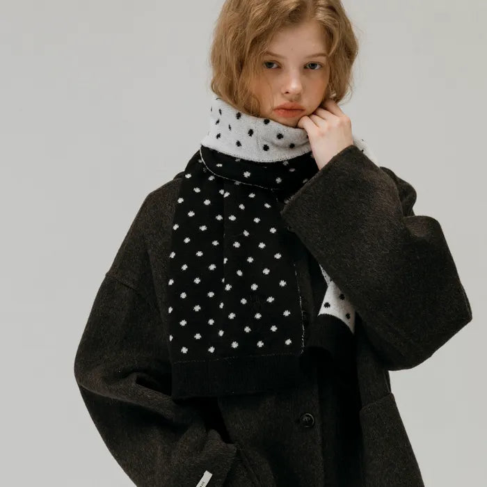 NEWYORKWORKS EMBROIDERY DOT DOUBLE SIDED MUFFLER_BLACK