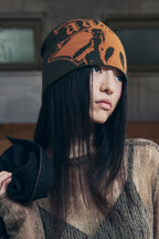 AAKAM Vintage Graphic Jacquard Beanie (Khaki)