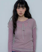 NASTY FANCY CLUB 3-way Dot Layered Long Sleeve / pink