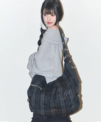 ILLIGO LETTERING BIG SHOULDER BAG - CHECK GREY