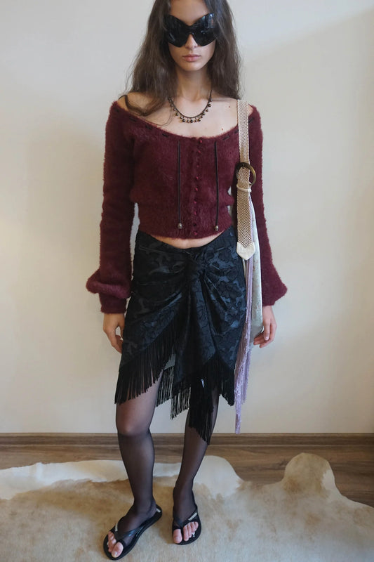 Angora Cardigan Burgundy