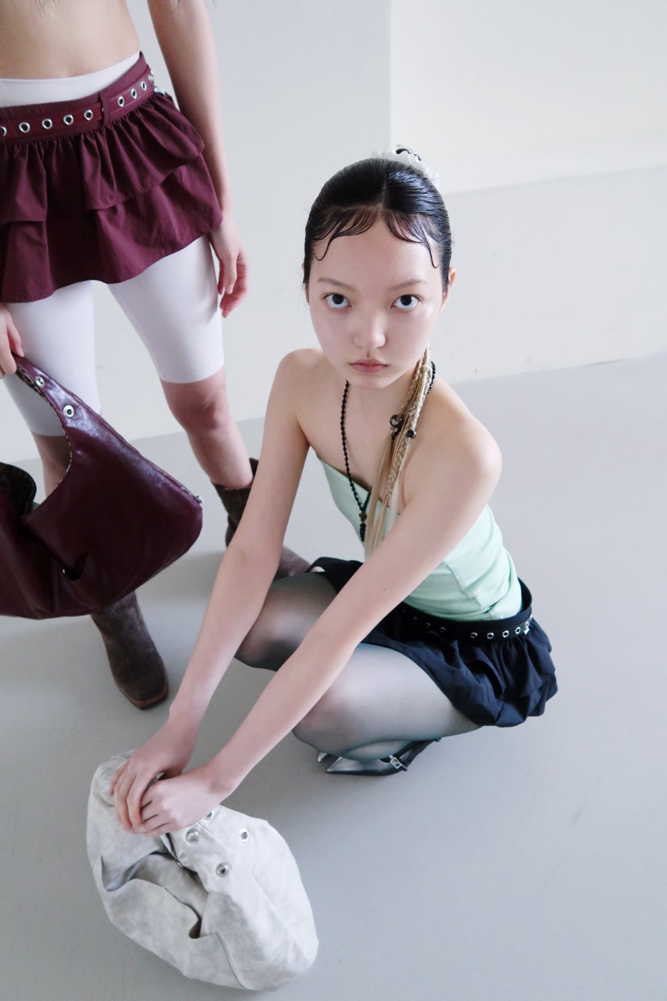 DEPC EYELET LEATHER BAG (WHITE)