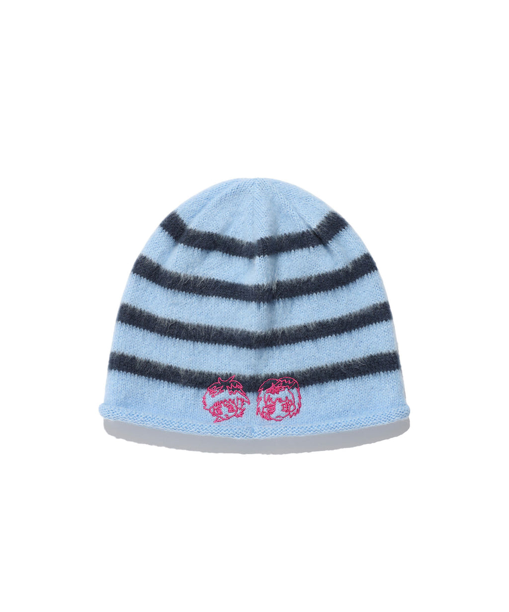 niceghostclub [X SOULPUSSSY CAT]GHOSTSOULGIRL STRIPE BEANIE [BLUE]