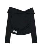 [illigo] BOW OFF SHOULDER LONG SLEEVE_BLACK