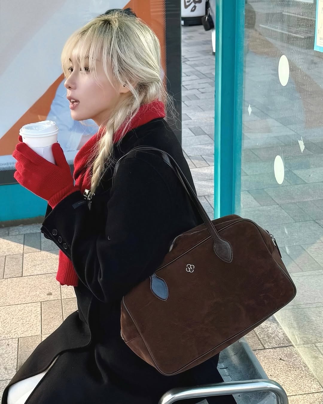 Heeari Sage Suede Square Bag / Brown