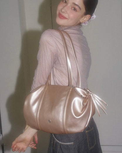 Heeari Aurora Shirring Duffle Bag - rose gold