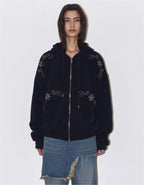 [시안同款🎀] Polysooem ORNAMENT STUDDED HOODIE_ONZI_EDITION / BLACK
