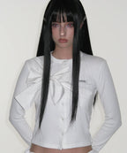 Ribbon Tie Knit Cardigan - White