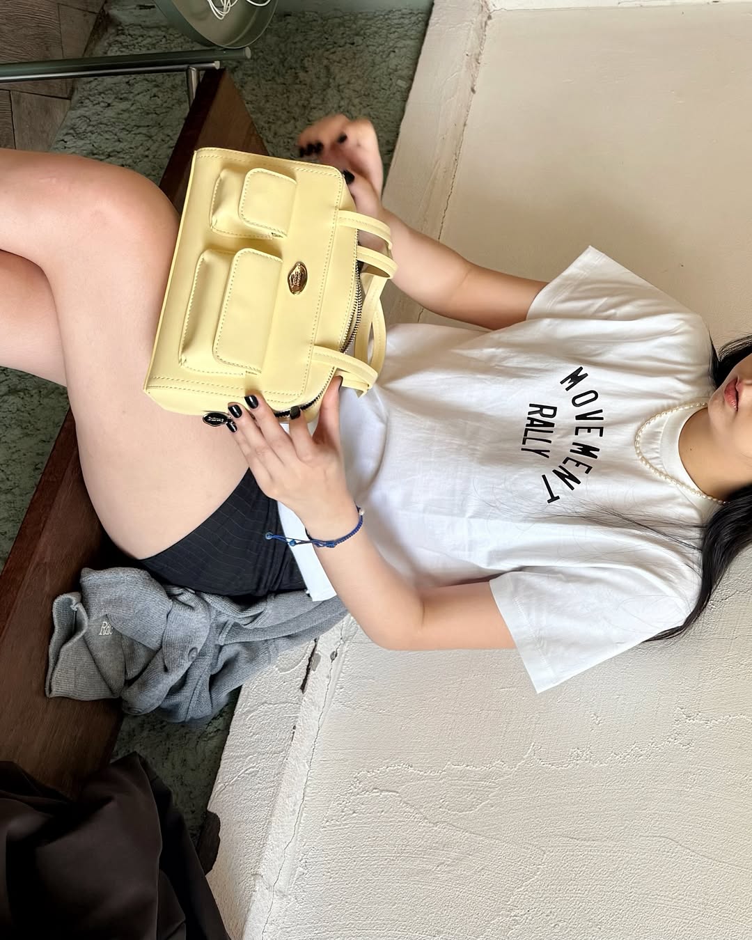 PU Roundy Shoulder Bag / yellow butter