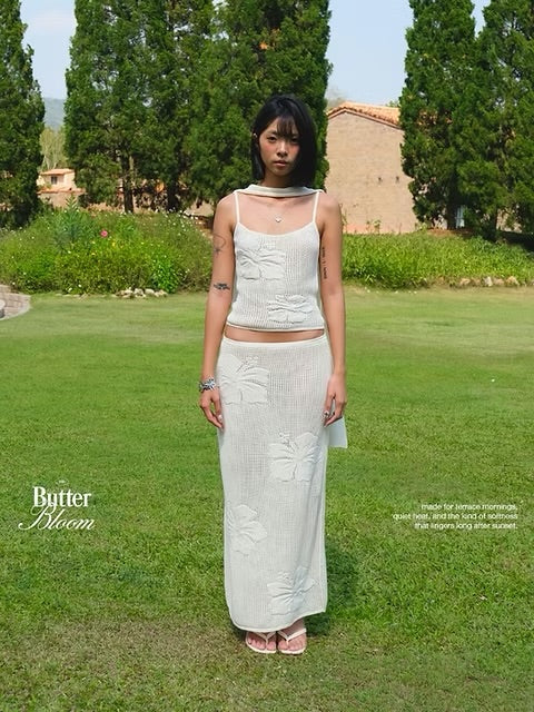 miss mila garden knit set milk